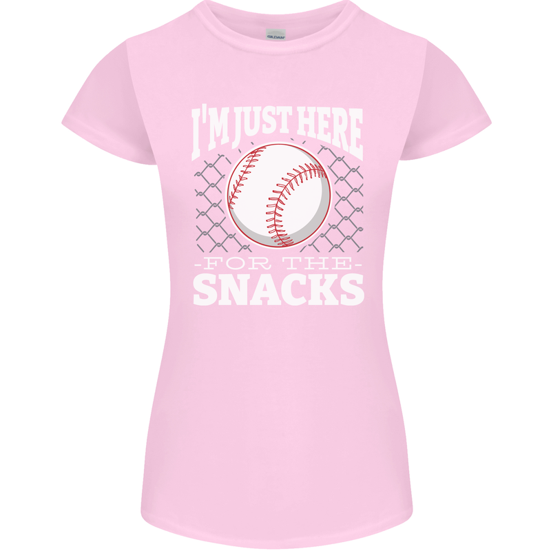 Baseball Im Just Here for the Snacks Womens Petite Cut T-Shirt Light Pink