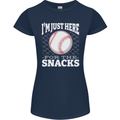 Baseball Im Just Here for the Snacks Womens Petite Cut T-Shirt Navy Blue