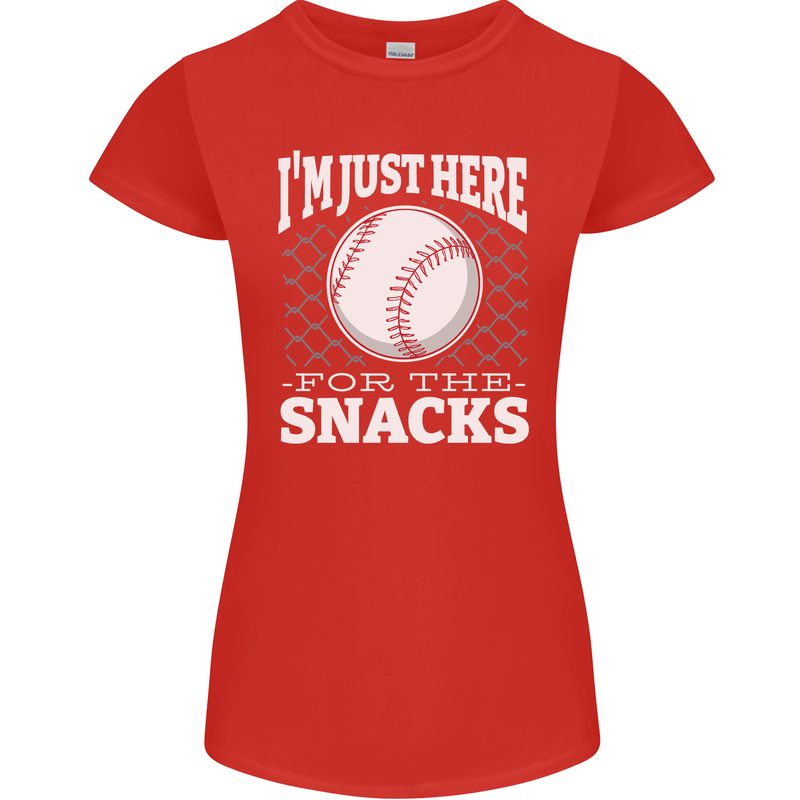 Baseball Im Just Here for the Snacks Womens Petite Cut T-Shirt Red
