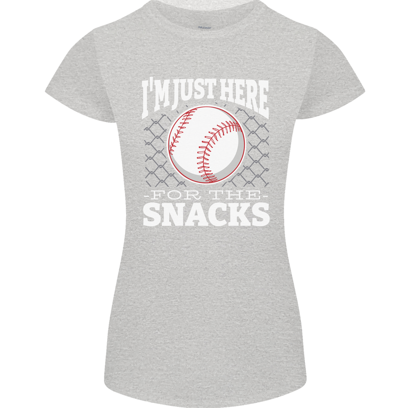 Baseball Im Just Here for the Snacks Womens Petite Cut T-Shirt Sports Grey