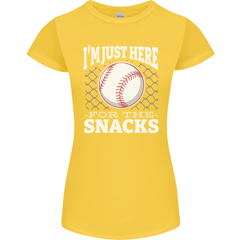 Baseball Im Just Here for the Snacks Womens Petite Cut T-Shirt Yellow