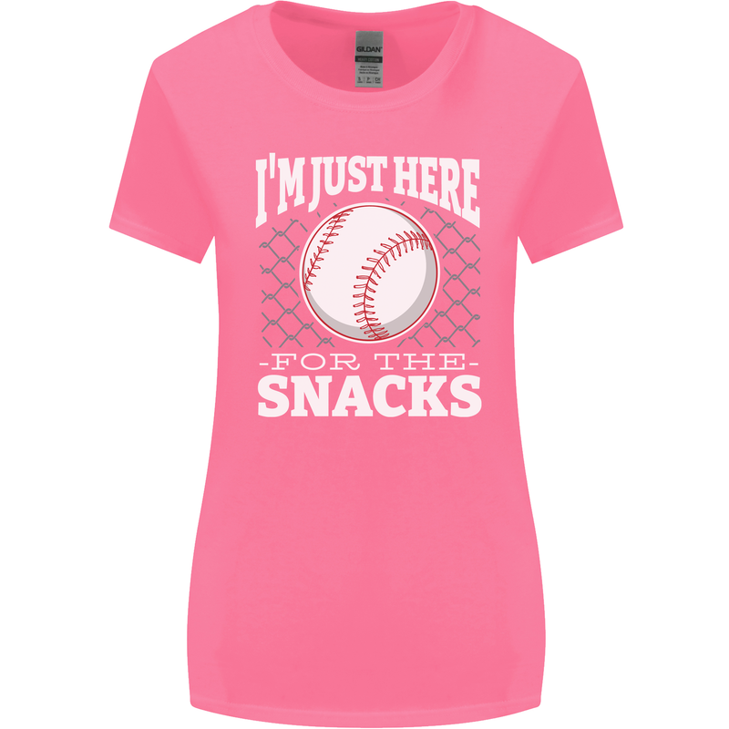 Baseball Im Just Here for the Snacks Womens Wider Cut T-Shirt Azalea