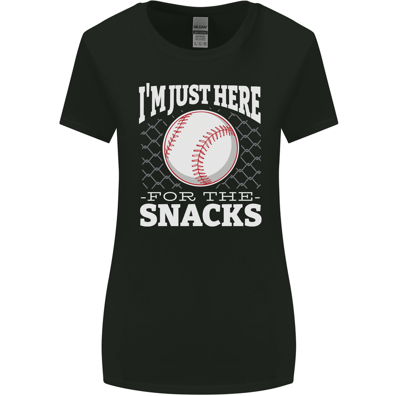 Baseball Im Just Here for the Snacks Womens Wider Cut T-Shirt Black