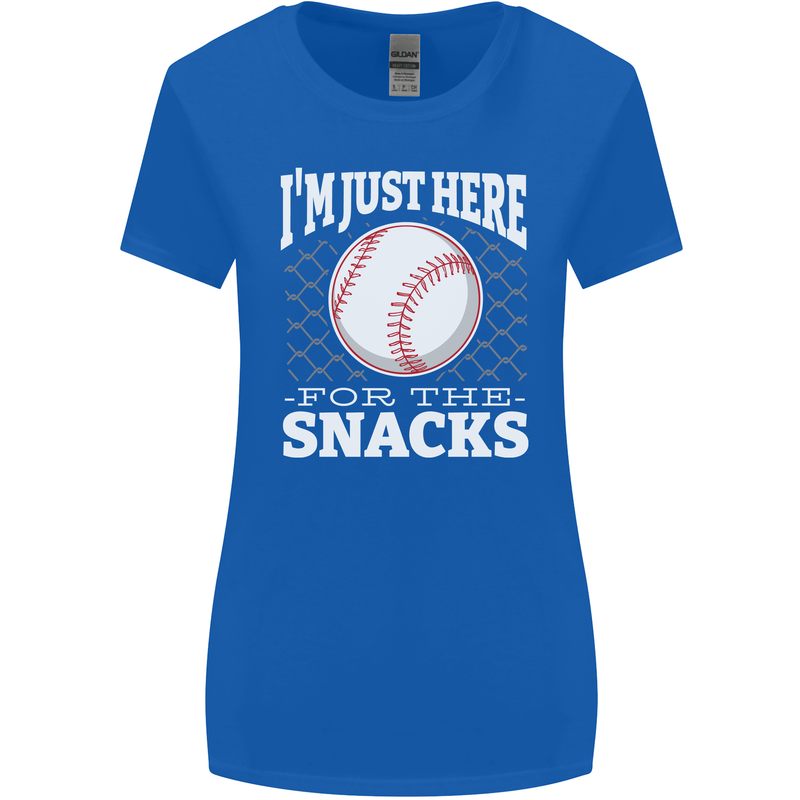 Baseball Im Just Here for the Snacks Womens Wider Cut T-Shirt Royal Blue