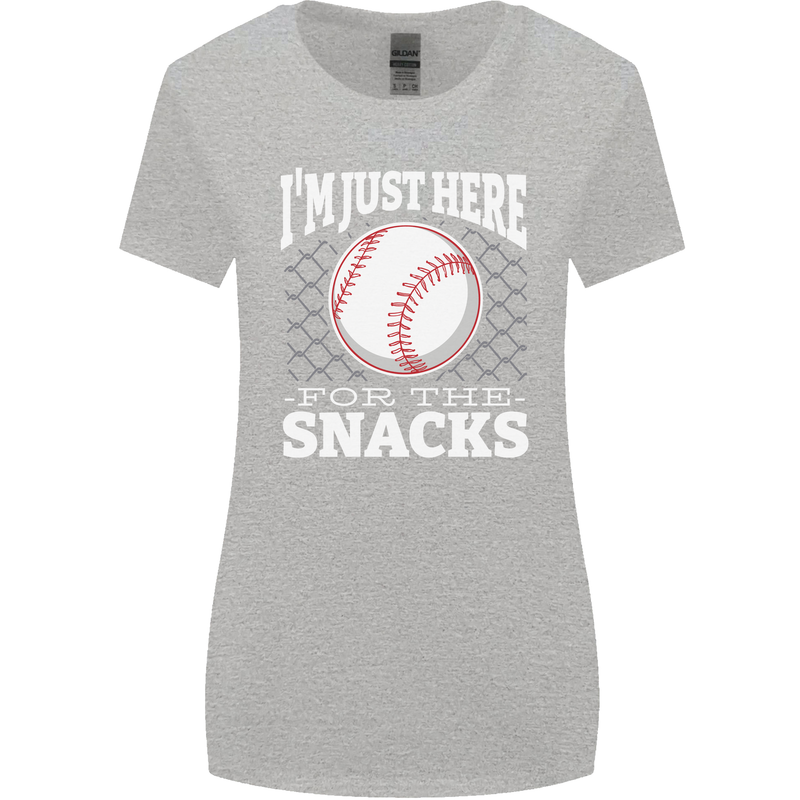 Baseball Im Just Here for the Snacks Womens Wider Cut T-Shirt Sports Grey