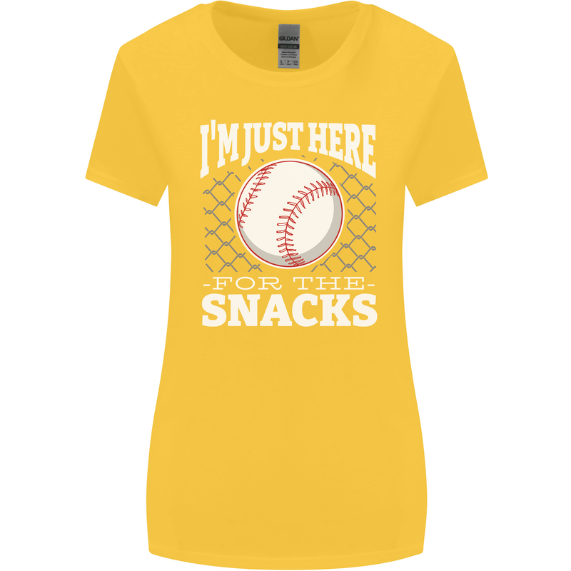 Baseball Im Just Here for the Snacks Womens Wider Cut T-Shirt Yellow