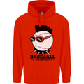 Baseball Punk Rocker Childrens Kids Hoodie Bright Red