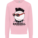 Baseball Punk Rocker Kids Sweatshirt Jumper Light Pink