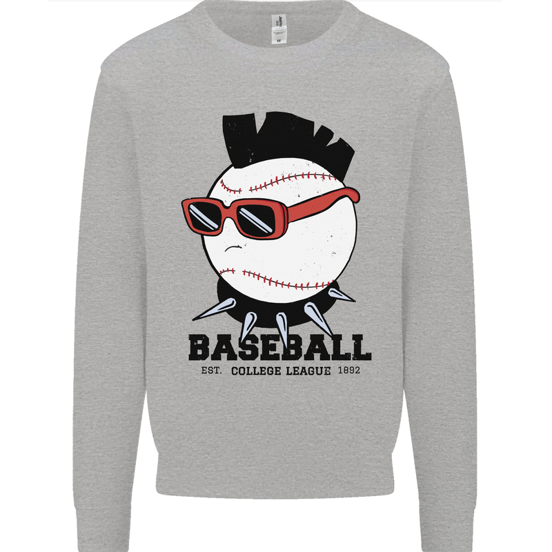 Baseball Punk Rocker Kids Sweatshirt Jumper Sports Grey