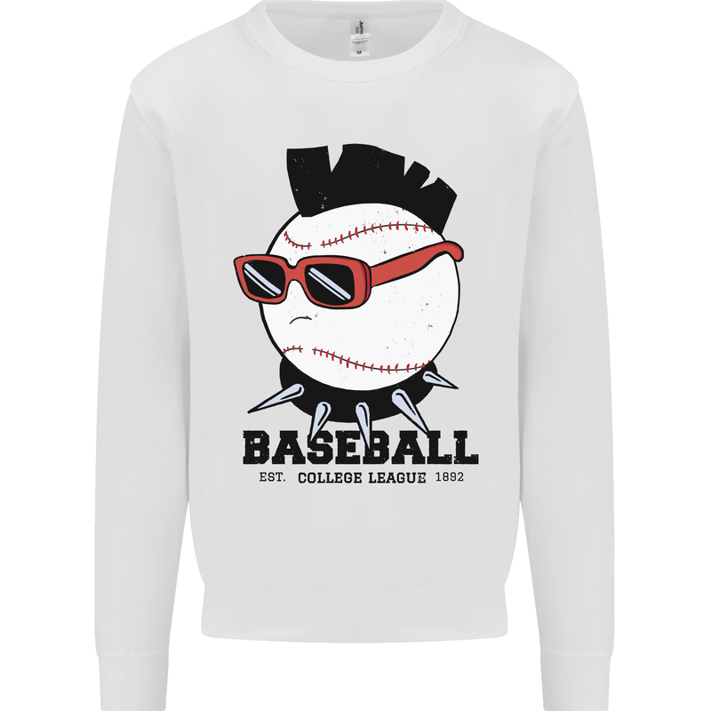 Baseball Punk Rocker Kids Sweatshirt Jumper White