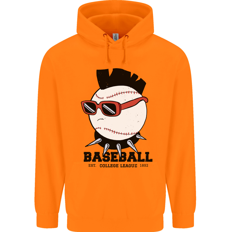 Baseball Punk Rocker Mens 80% Cotton Hoodie Orange