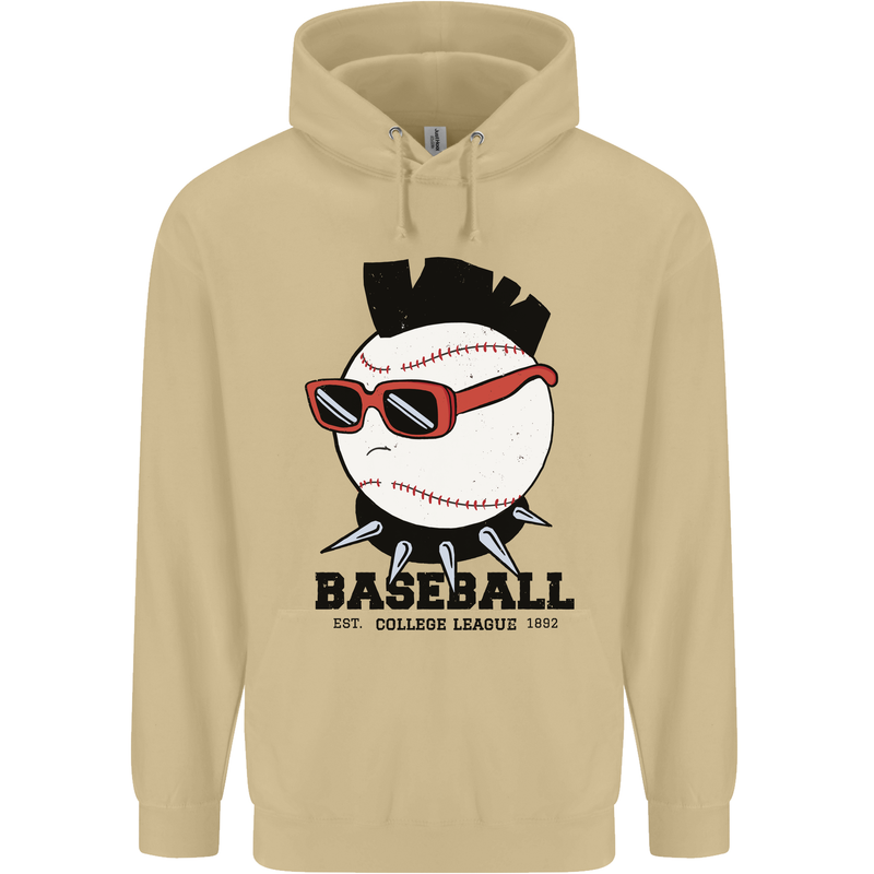 Baseball Punk Rocker Mens 80% Cotton Hoodie Sand