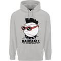 Baseball Punk Rocker Mens 80% Cotton Hoodie Sports Grey