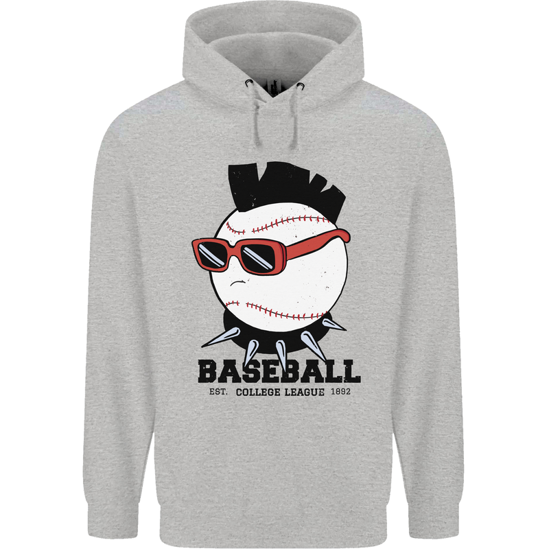 Baseball Punk Rocker Mens 80% Cotton Hoodie Sports Grey