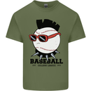 Baseball Punk Rocker Mens Cotton T-Shirt Tee Top Military Green