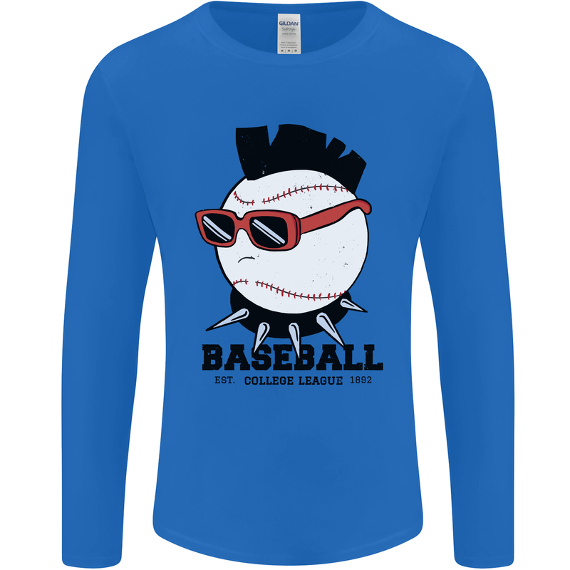 Baseball Punk Rocker Mens Long Sleeve T-Shirt Royal Blue
