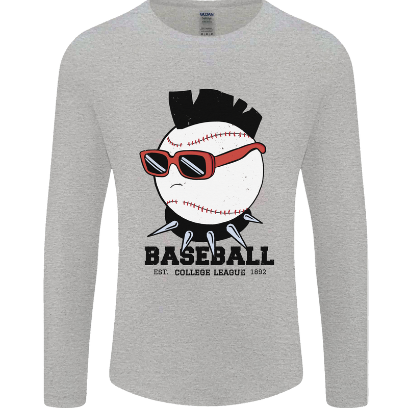 Baseball Punk Rocker Mens Long Sleeve T-Shirt Sports Grey
