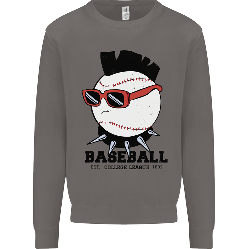 Baseball Punk Rocker Mens Sweatshirt Jumper Charcoal