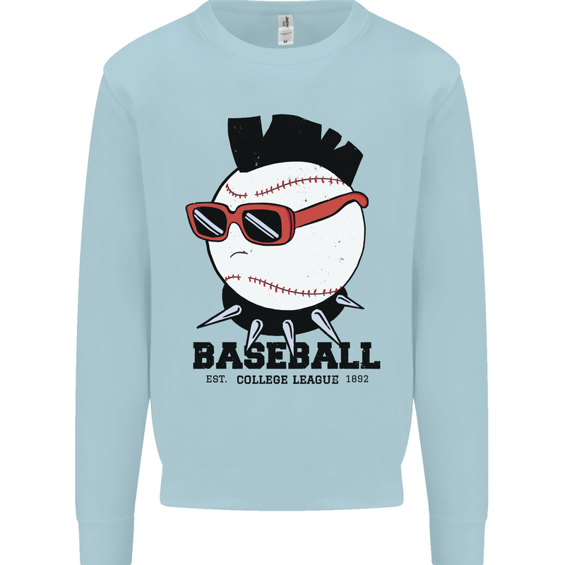 Baseball Punk Rocker Mens Sweatshirt Jumper Light Blue