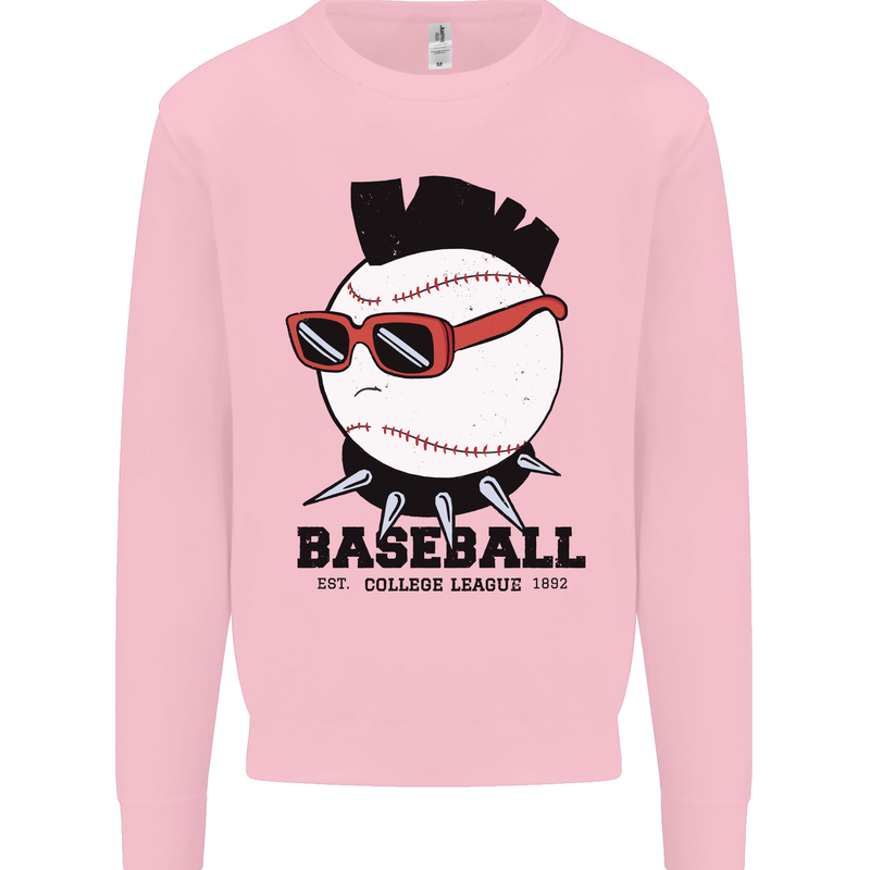 Baseball Punk Rocker Mens Sweatshirt Jumper Light Pink