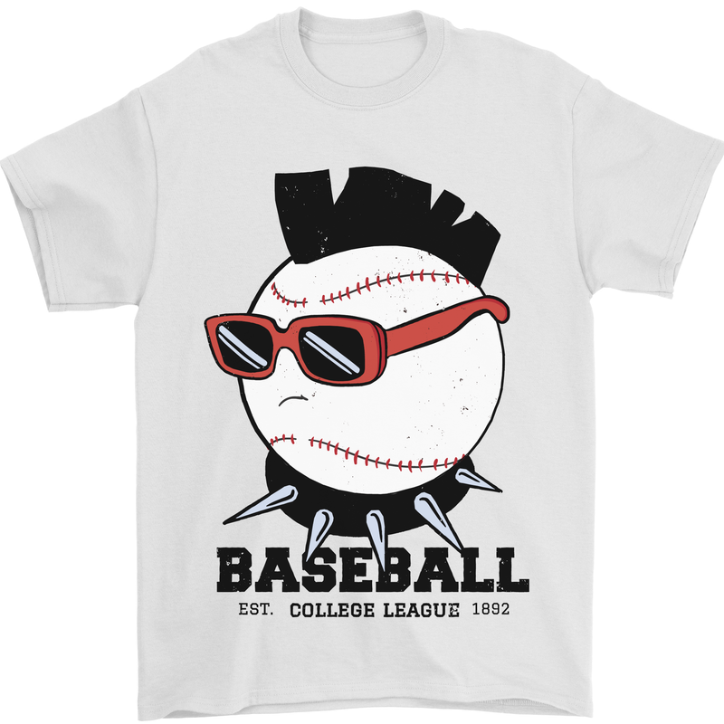 Baseball Punk Rocker Mens T-Shirt 100% Cotton White