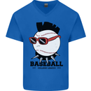 Baseball Punk Rocker Mens V-Neck Cotton T-Shirt Royal Blue