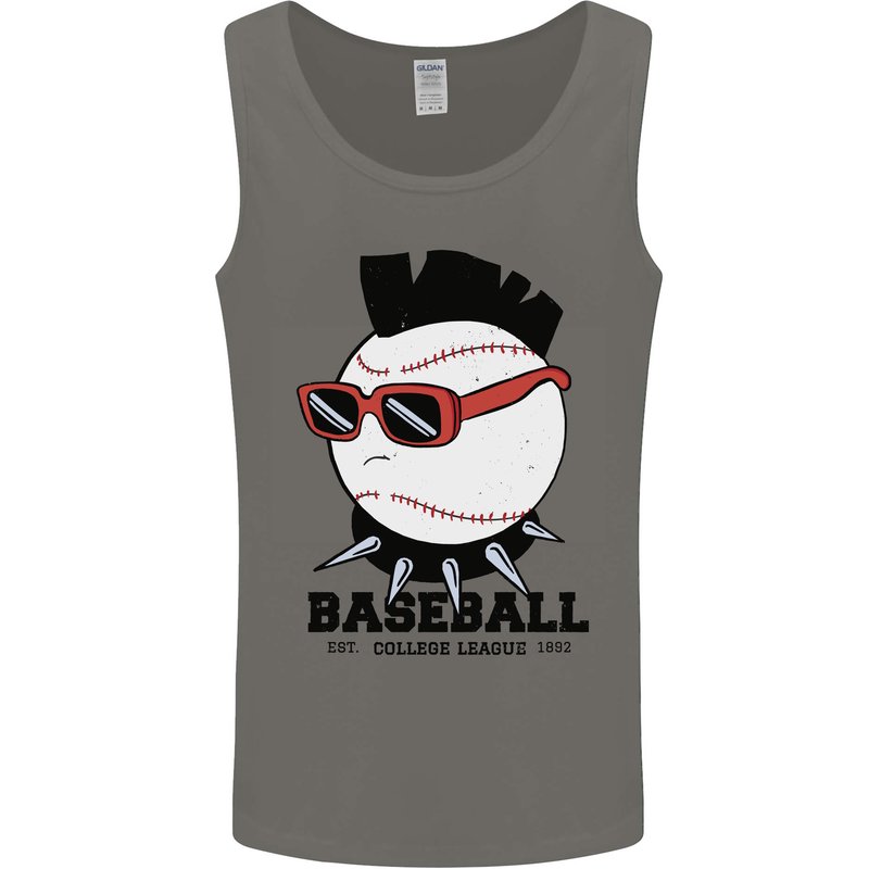 Baseball Punk Rocker Mens Vest Tank Top Charcoal