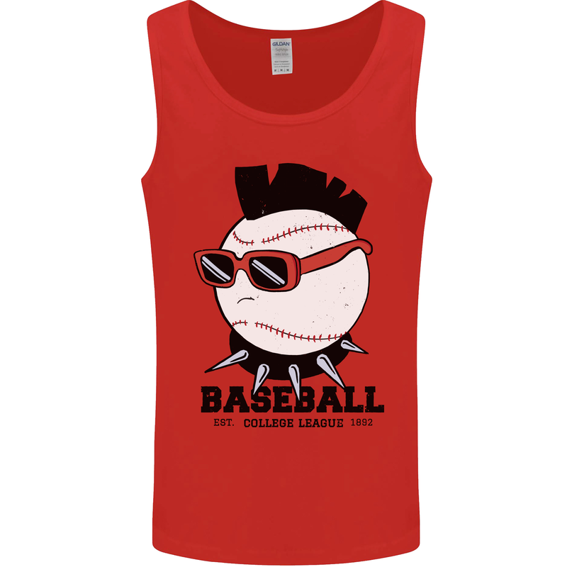 Baseball Punk Rocker Mens Vest Tank Top Red