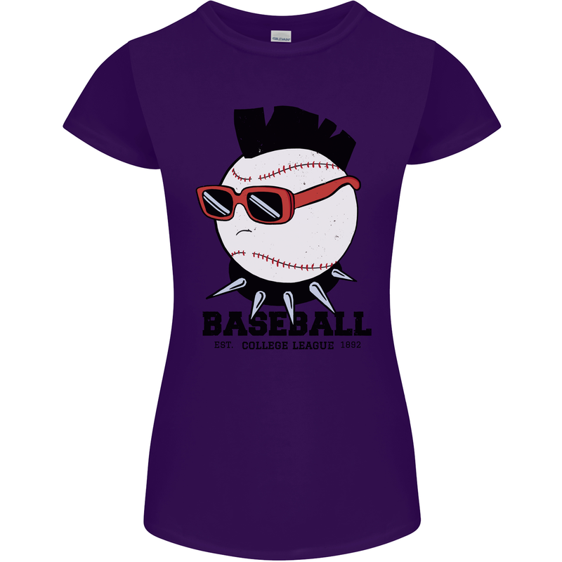 Baseball Punk Rocker Womens Petite Cut T-Shirt Purple