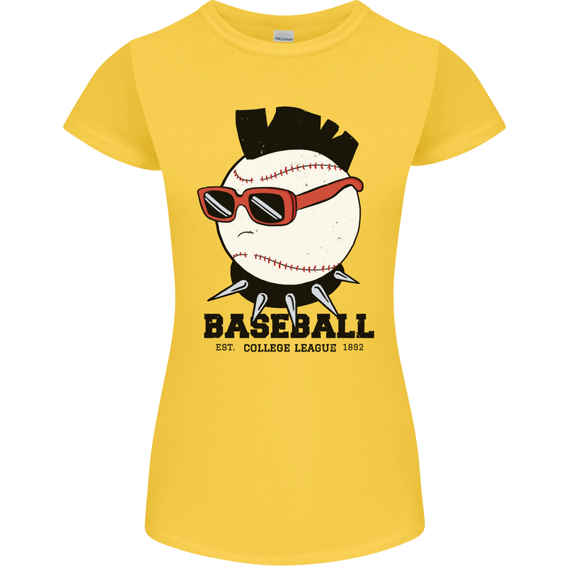 Baseball Punk Rocker Womens Petite Cut T-Shirt Yellow