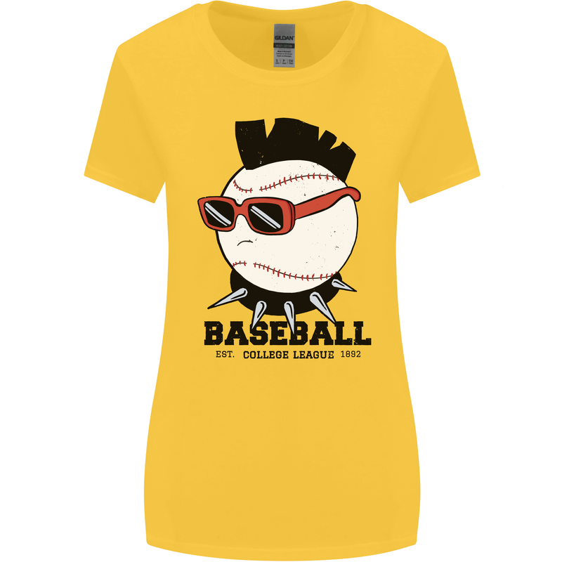 Baseball Punk Rocker Womens Wider Cut T-Shirt Yellow