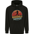 Baseball Summer Childrens Kids Hoodie Black