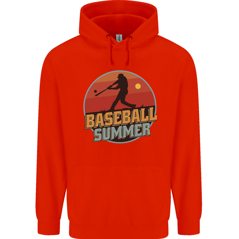 Baseball Summer Childrens Kids Hoodie Bright Red