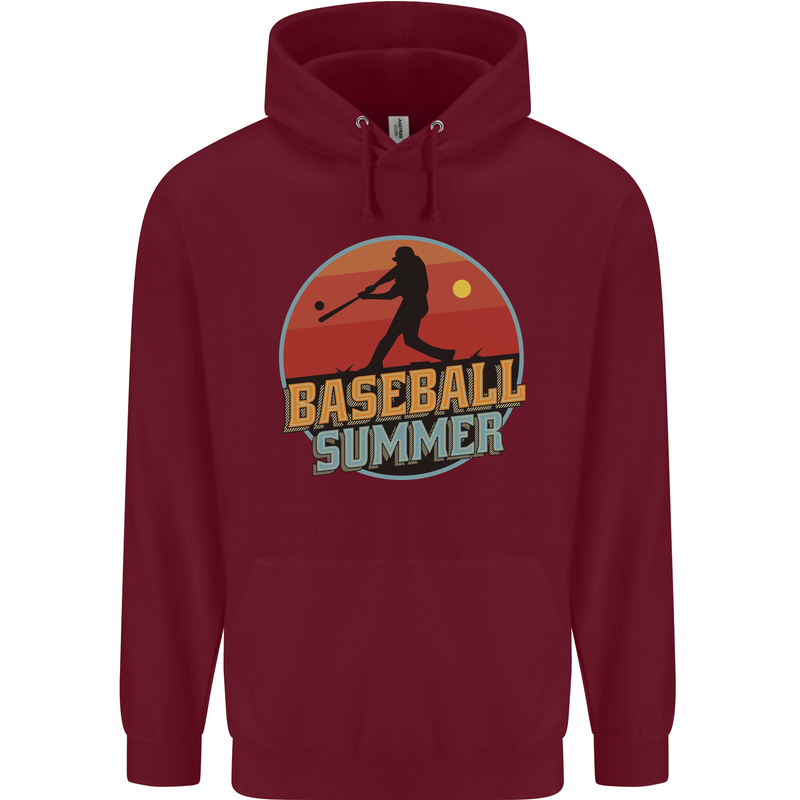 Baseball Summer Childrens Kids Hoodie Maroon