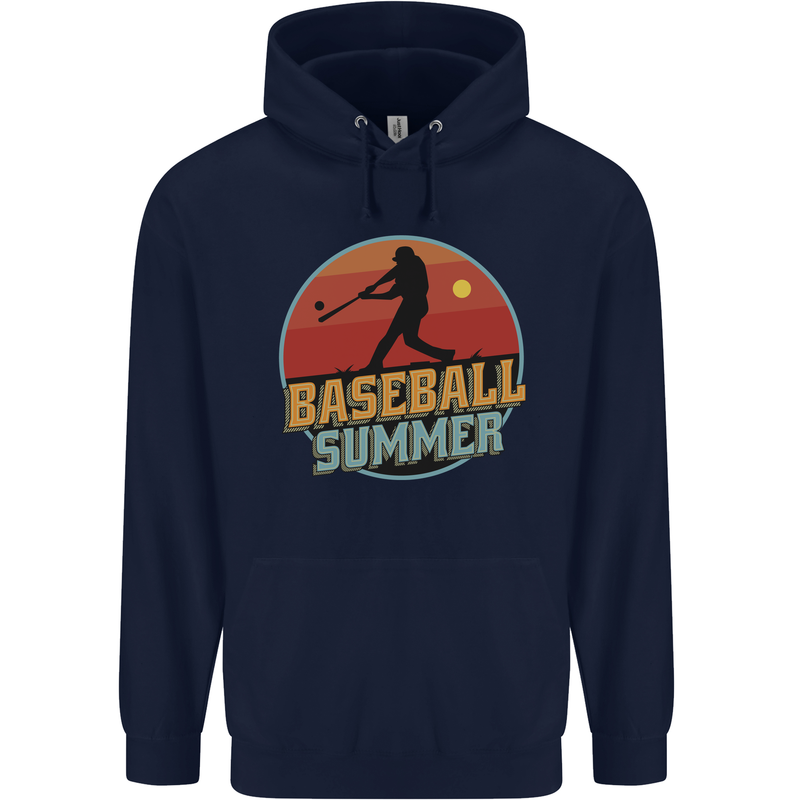 Baseball Summer Childrens Kids Hoodie Navy Blue