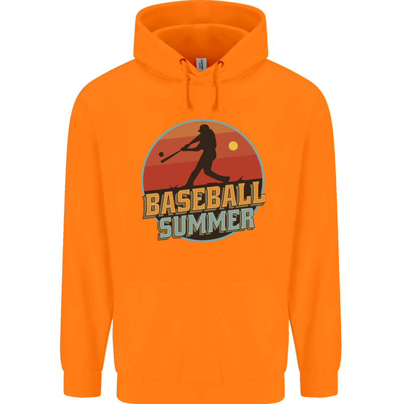 Baseball Summer Childrens Kids Hoodie Orange