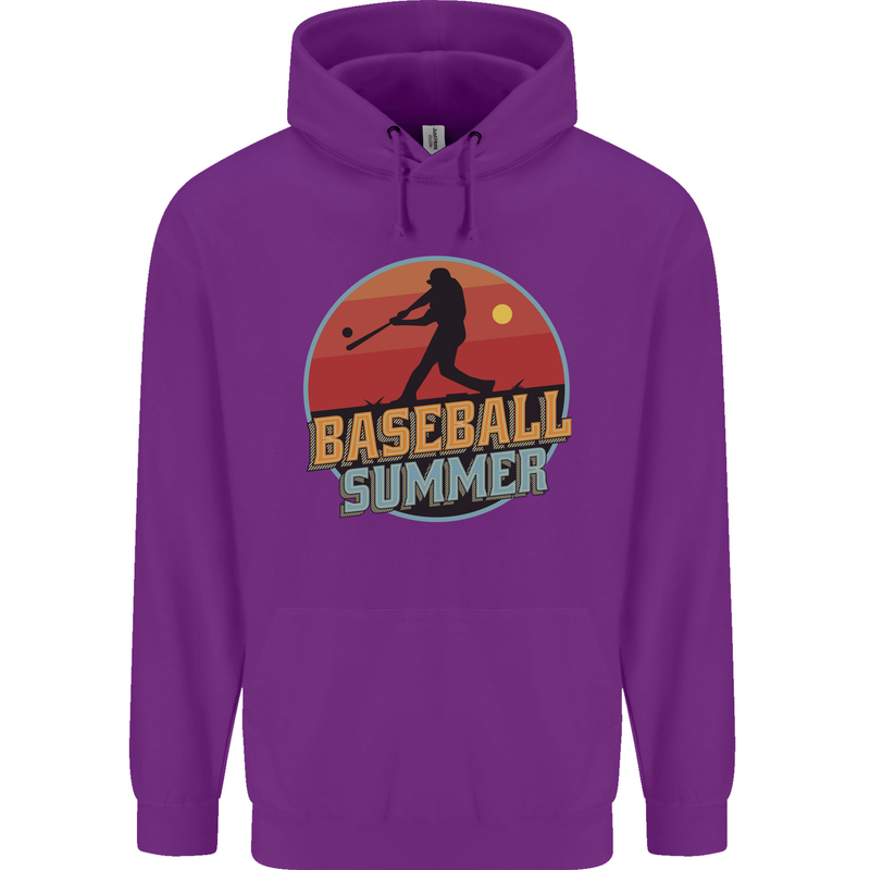 Baseball Summer Childrens Kids Hoodie Purple