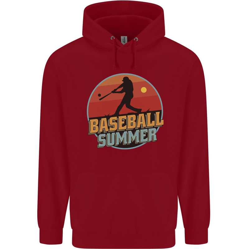 Baseball Summer Childrens Kids Hoodie Red