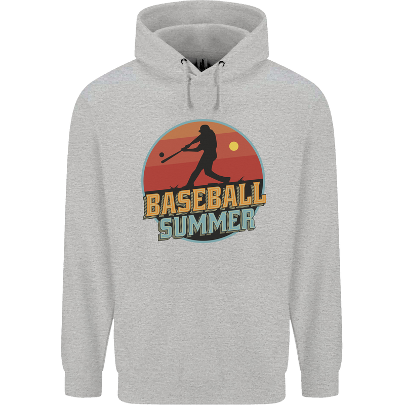 Baseball Summer Childrens Kids Hoodie Sports Grey