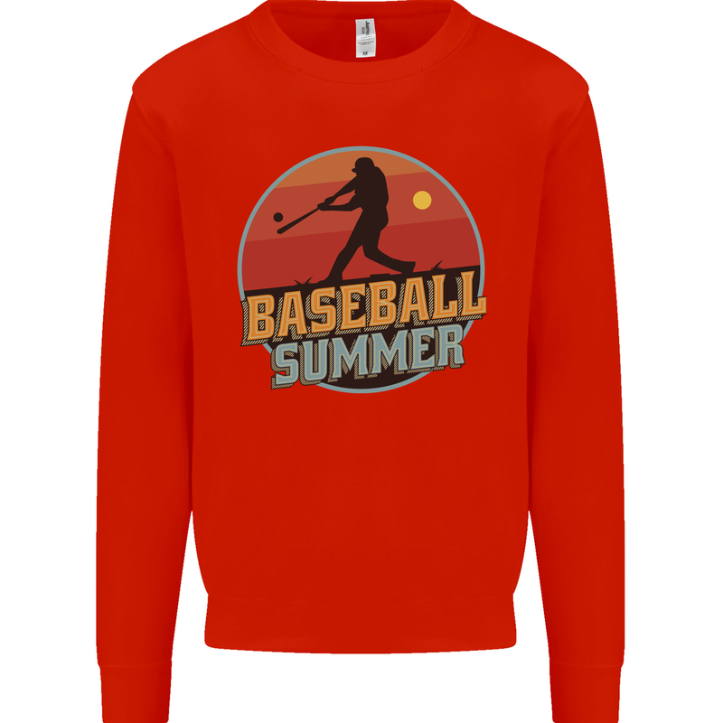 Baseball Summer Kids Sweatshirt Jumper Bright Red