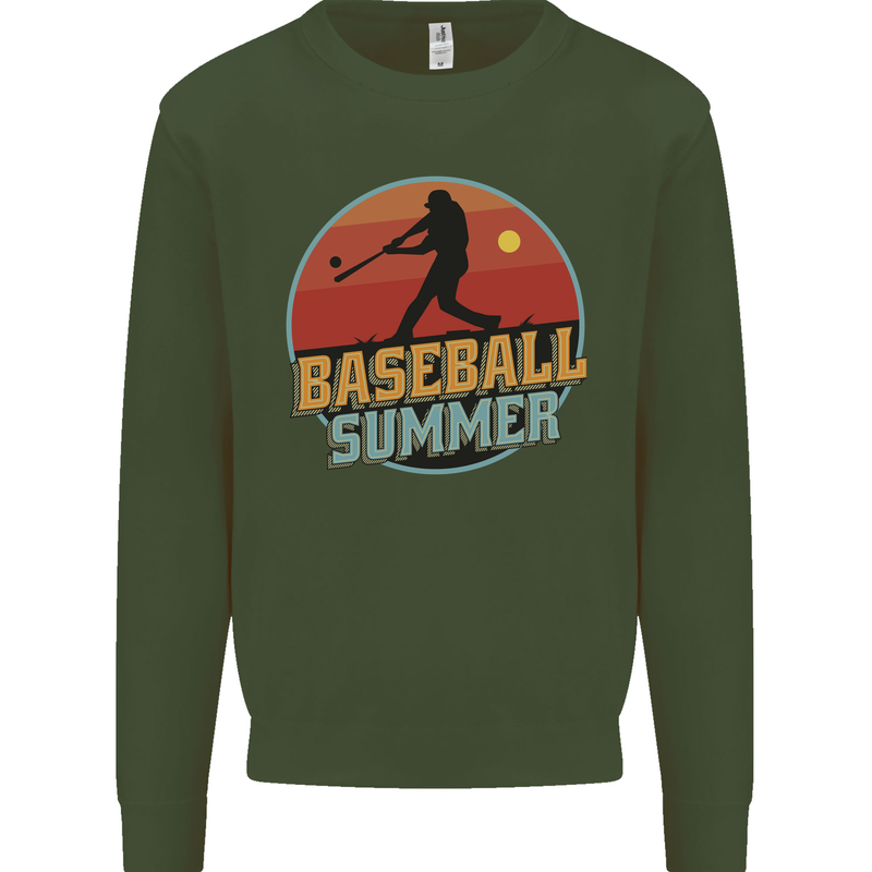 Baseball Summer Kids Sweatshirt Jumper Forest Green