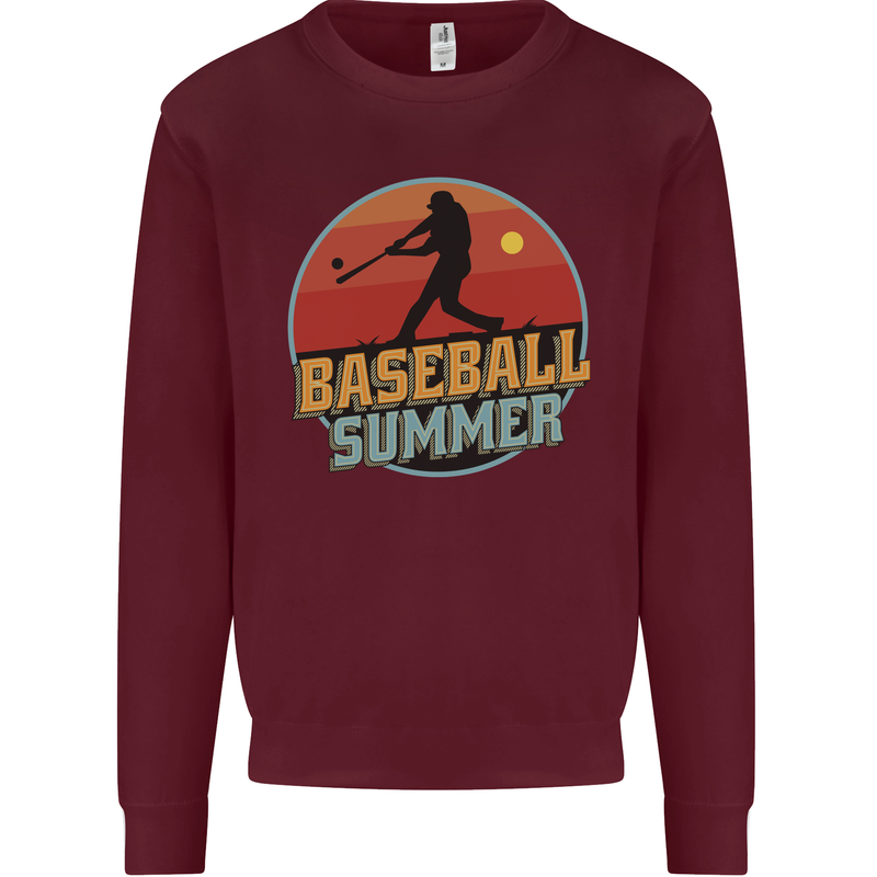 Baseball Summer Kids Sweatshirt Jumper Maroon