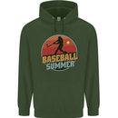 Baseball Summer Mens 80% Cotton Hoodie Forest Green