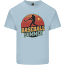 Baseball Summer Mens Cotton T-Shirt Tee Top Light Blue