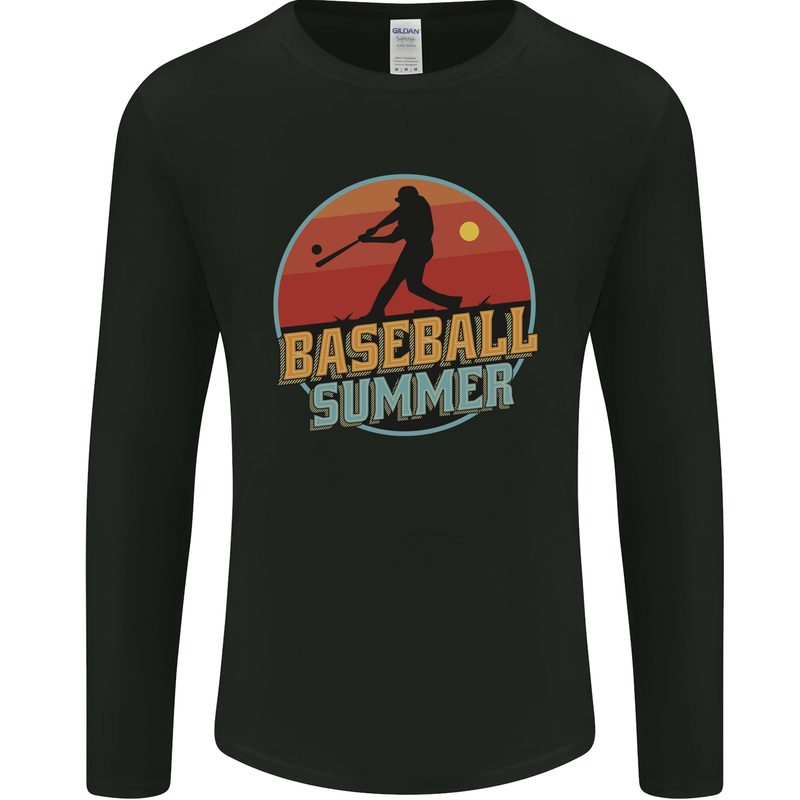 Baseball Summer Mens Long Sleeve T-Shirt Black