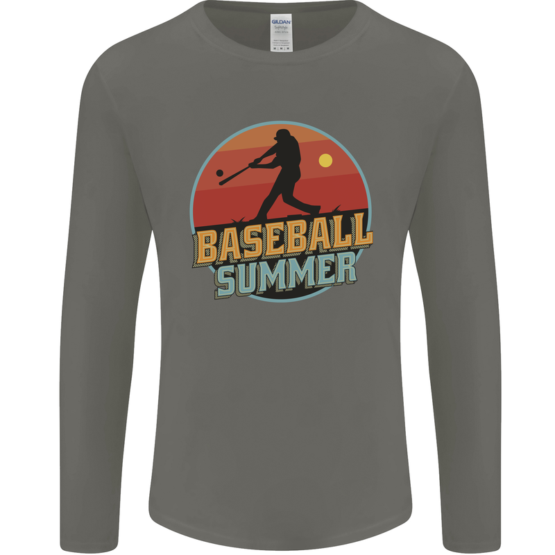 Baseball Summer Mens Long Sleeve T-Shirt Charcoal