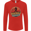 Baseball Summer Mens Long Sleeve T-Shirt Red