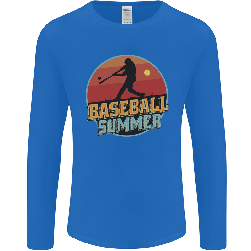 Baseball Summer Mens Long Sleeve T-Shirt Royal Blue