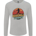 Baseball Summer Mens Long Sleeve T-Shirt Sports Grey