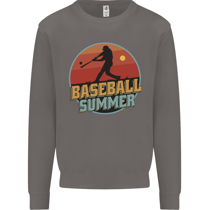 Baseball Summer Mens Sweatshirt Jumper Charcoal